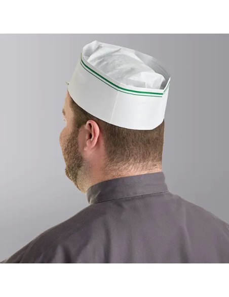 Green Adjustable Stripe Disposable Overseas Cap-1000/Case - 100/box