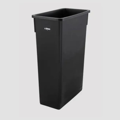 Winco PTC-23K 23 Gallon Black Slim Trash Can