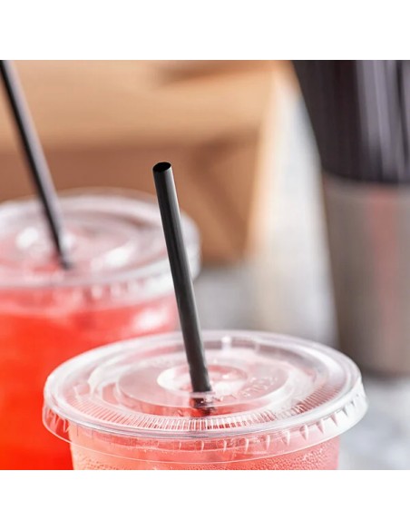 7 3/4" Jumbo Black Unwrapped Straw - 5,000/Case