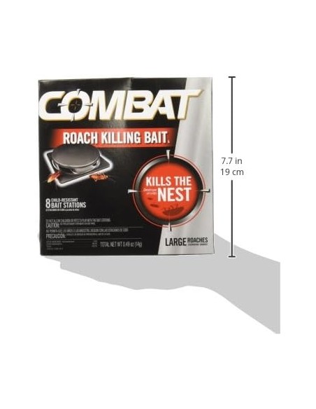 Combat Roach Killing Bait, Large Roaches, Kills The Nest, Child-Resistant, 8 Count