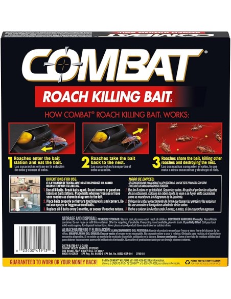 Combat Roach Killing Bait, Large Roaches, Kills The Nest, Child-Resistant, 8 Count