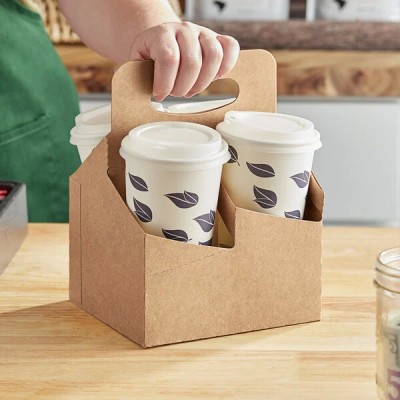 4-Cup 12-24 oz. Drink Carrier with Handle - 200/Case