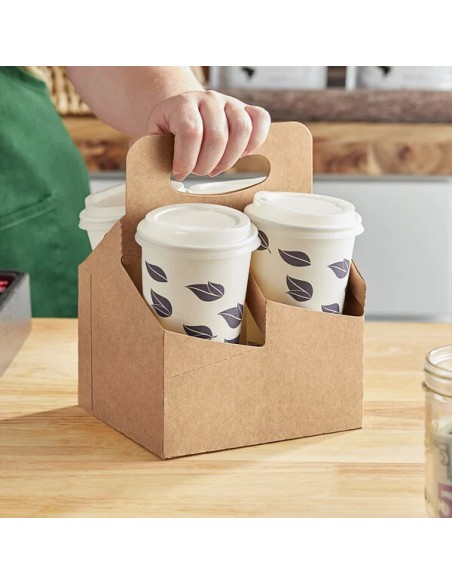 4-Cup 12-24 oz. Drink Carrier with Handle - 200/Case