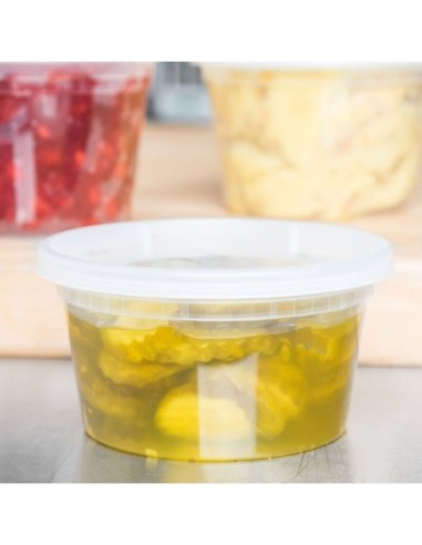 Microwavable Translucent Plastic Deli Container and Lid Combo Pack - 240/Case - 12 oz.