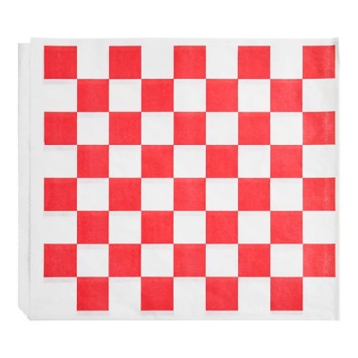 9" x 10" Red Check Wire Cone Basket Liner / Deli Wrap /...