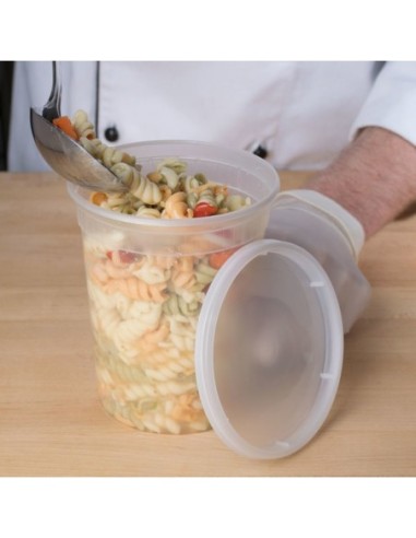 Microwavable Translucent Plastic Deli Container and Lid Combo Pack - 240/Case - 32 oz.