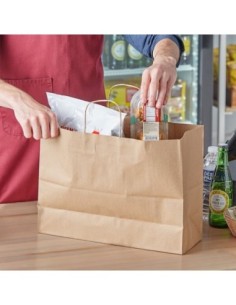 18" x 7" x 19" Natural Kraft Paper Shopping Bag with...