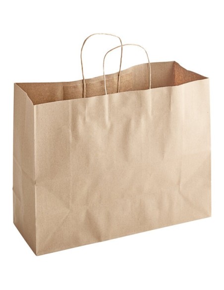 18" x 7" x 19" Natural Kraft Paper Shopping Bag with Handles 200/Case