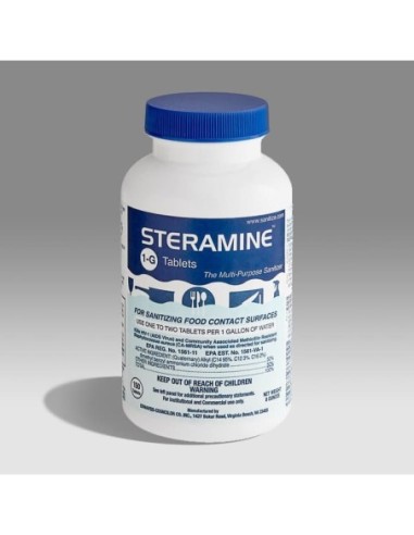 Steramine Sanitizer Tablets (Sanitabs) 150 Count Bottle - 6/Case