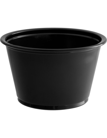 Dart Solo 4 oz Black Plastic Souffle Cup / Portion Cup - 2500/Case