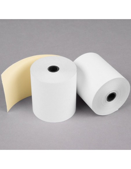 Point Plus 3" x 90' Carbonless 2-Ply Cash Register POS Paper Roll Tape - 50/Case