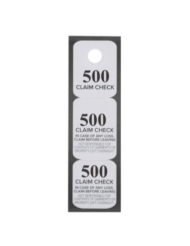Winco Coat Checks, White, 500 Per Box, Medium