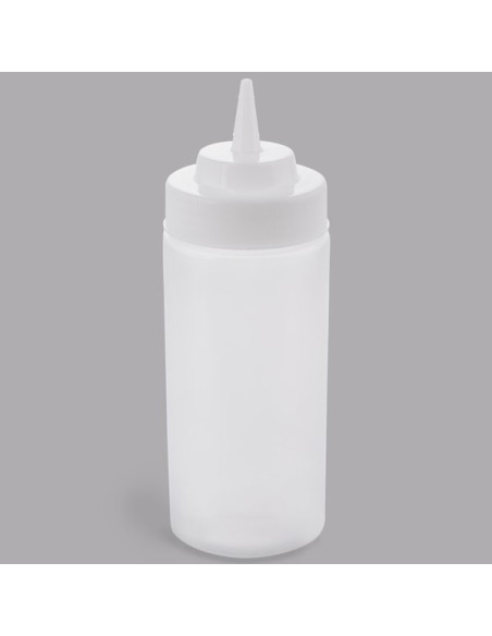 16 oz Clear Widemouth and Standard Cone Tip Squeeze Bottle with 63 mm Opening - 6/Pack