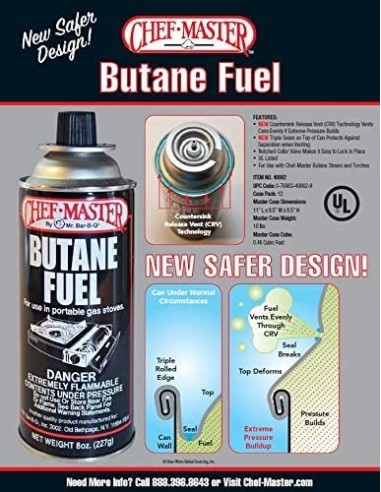 Chef Master 90340 - Pack of 4 Butane Fuel...