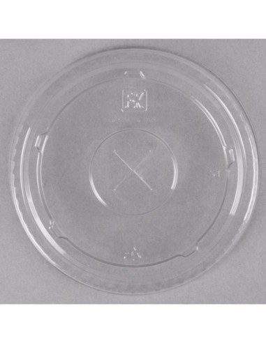 Fabri-Kal LKC16/24 Kal-Clear / Nexclear 12 / 14, 16 / 18, 20, and 24 oz. Clear Plastic Flat Lid with Straw Slot - 1000/Case