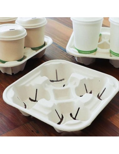 4 Cup Carrier Compostable Fiber