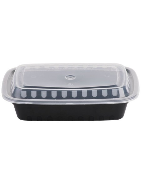 Black Rectangular 12oz. Microwavable Heavy Weight Container with Lid 150ct