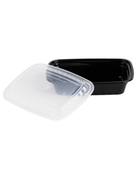 Black Rectangular 12oz. Microwavable Heavy Weight Container with Lid 150ct