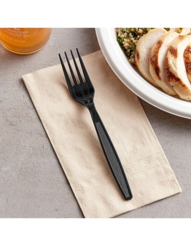 Black Heavy Weight Plastic Fork - Case of 1000