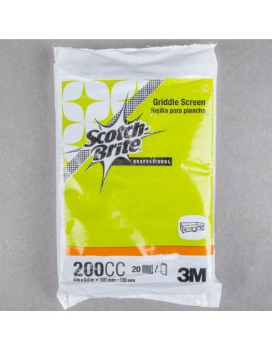 3M 200CC 4" x 5 1/2" Scotch-Brite™ Griddle Screen - 20/Pack