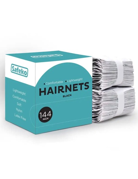 Hair Nets 144 PCS, Individually Wrapped, Safe Guard Lightweight Nylon Hairnets, Latex-Free | Dark Brown (22″)