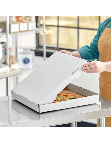 16" x 16" x 2" Customizable White Corrugated Plain Pizza Box - 50/Case
