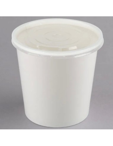 White Double Poly-Coated Paper Food Cup with Vented Plastic Lid 12 - 16 oz. - 500/Case