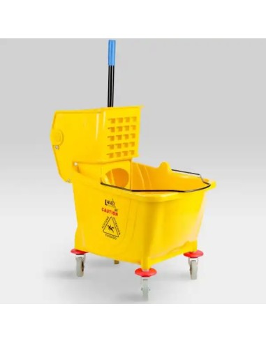 Rubbermaid FG758088YEL WaveBrake® 35 Qt. Yellow Mop Bucket with Side Press Wringer