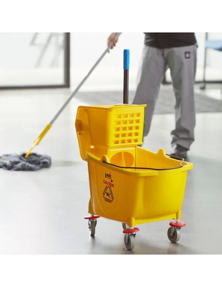Rubbermaid FG758088YEL WaveBrake® 35 Qt. Yellow Mop Bucket with Side Press Wringer