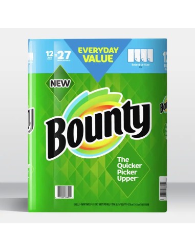 Bounty SAS White Paper Towels 12 - 27 Regular Rolls 111-2ply – 12pk