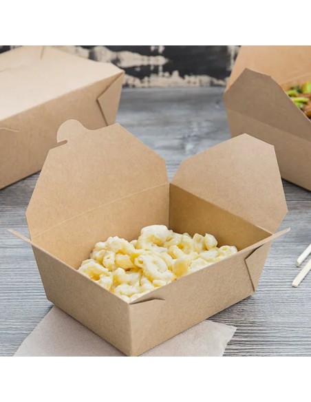 Kraft No 8 Microwavable Folded Paper Take-Out Container 6″ x 4 5/8″ x 2 1/2″ – 300/Case