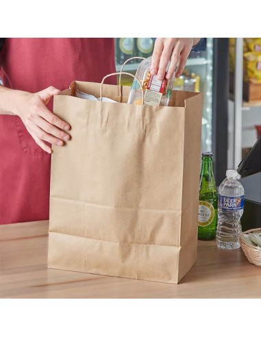 13”x7”x17” Natural Kraft Paper Shopping Bag with Handles – 250/Case