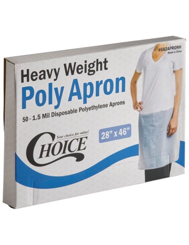 Disposable Heavy Weight White Poly Apron -...