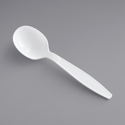 White Heavy Weight Plastic Soup Spoon - Case of 1000