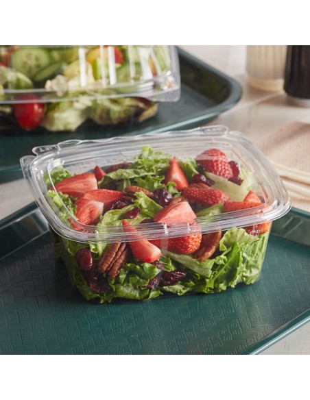 Dart ClearPac SafeSeal 32 oz. Tamper-Resistant, Tamper-Evident Hinged Container with Flat Lid - 200/Case