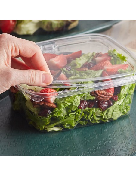 Dart ClearPac SafeSeal 32 oz. Tamper-Resistant, Tamper-Evident Hinged Container with Flat Lid - 200/Case