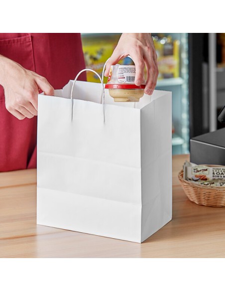 Dubl Life® Bistro Shopping Bag White, 10" x 6.75" x 12"