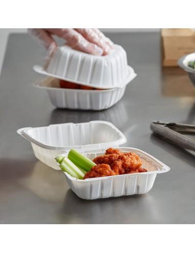 6" x 6" 1-Compartment Microwavable White...