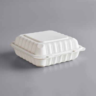 8" x 8" 1-Compartment Microwavable White Mineral-Filled...