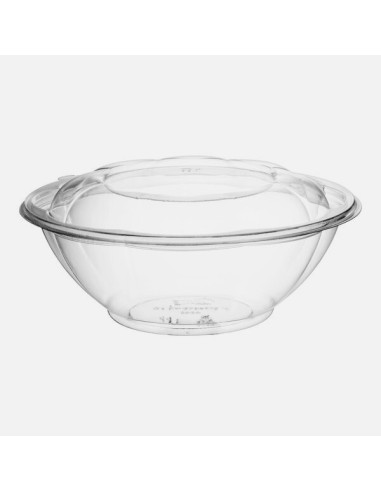 24 oz. Clear Plastic Salad Bowl with Lid - 150/Case