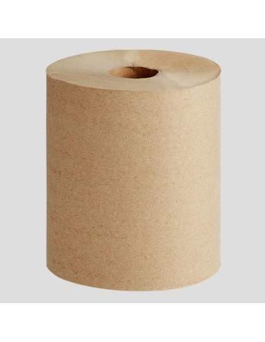 Janitorial 8" Natural Kraft Hardwound Paper Towel, 800 Feet / Roll - 6/Case