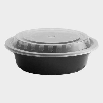 16 oz. Black 6 1/4" Round Microwavable Heavy Weight...