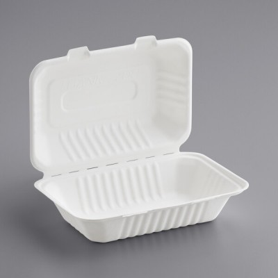 9" x 6" x 3" Compostable Sugarcane / Bagasse 1... 2
